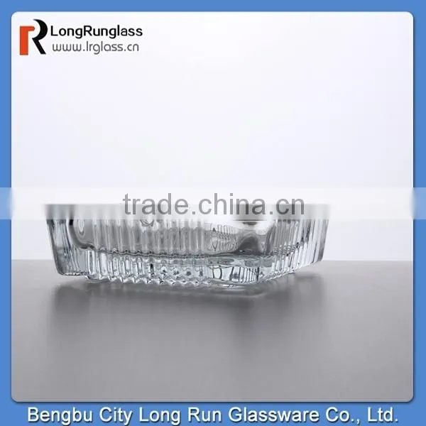 LongRun 4oz China popular machine pressed square glass ashtray with elegant design