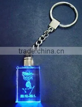 2016 Custom design beautiful laser crystal keychain