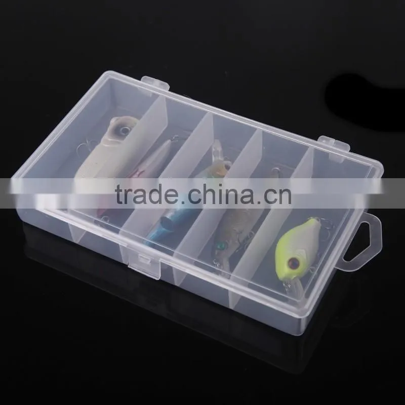 5pcs Fishing Hard Baits Lures Minnow Popper Crank Popper Carbon Steel Hook with Box