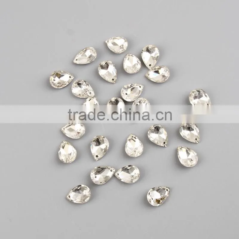 pujiang flatback drop shape crystal sew on stone for dresses