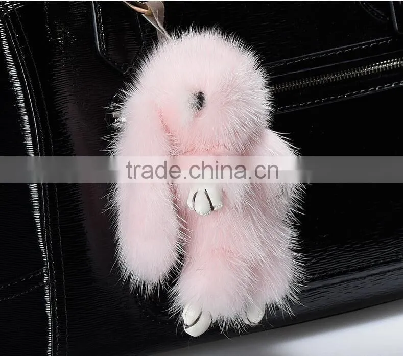 adorable rabbit fur bag charm