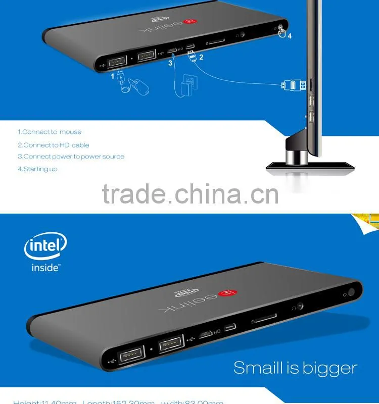 5.8G Wifi slim design BT 4.0 desktop mini computer