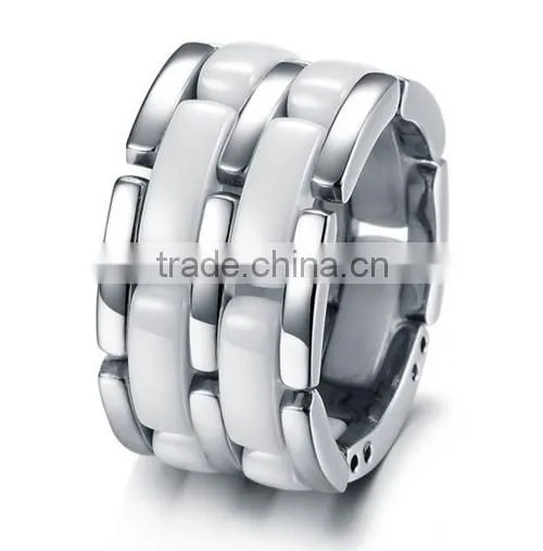 New Women's Black Ceramic and Stainless Steel Wedding Band Ring Sets