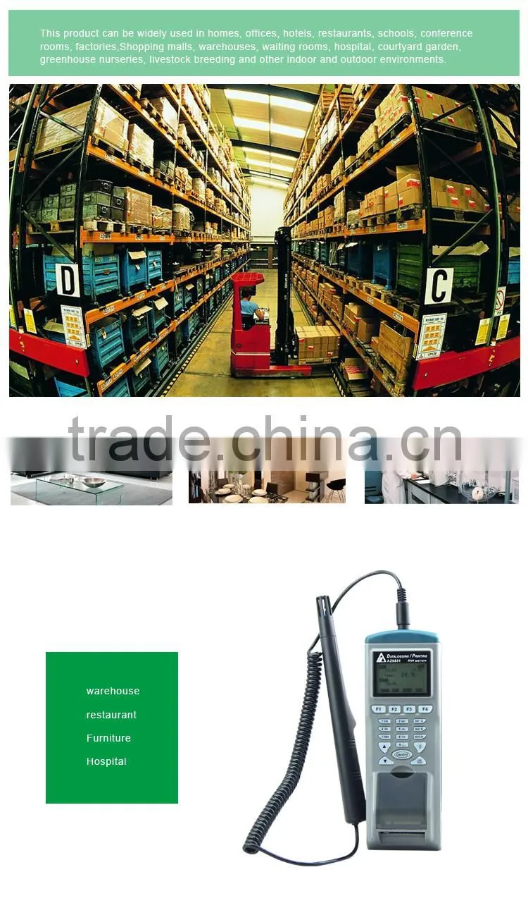 AZ9851 Portable RS232 Digital Humidity Temperature Data logger Relative Humidity Meter Hygrometer logger with Printer