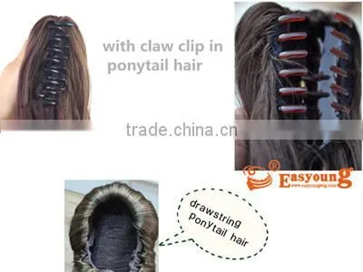 Fake Hair style curly ponytail hair pieces in claw clip, instant hair accessories