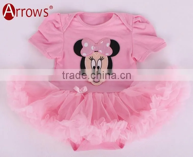 Organic Cotton Baby Girls Lace Dress Sets Short Sleeve Clothing Embroidered With Cake Pattern