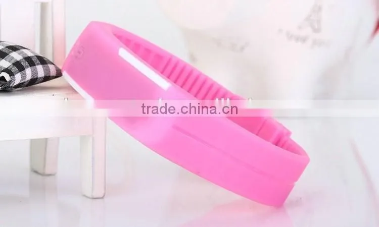 Fashion rectangle Bracelet boys girls Touch LED Watch Sport digital sports watchs unisex jelly candy rubber silicone wristband