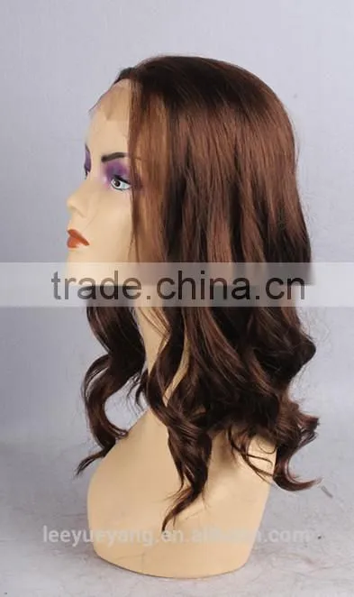 High quality synthetic 100% brown wavy lace front wigs