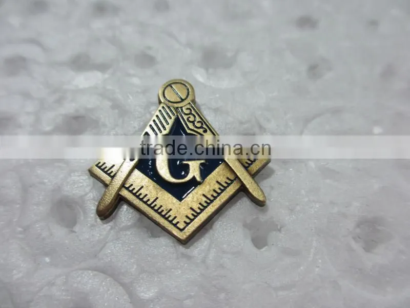 Chinese wholesale metal customized masonic lapel pins, metal pin badges