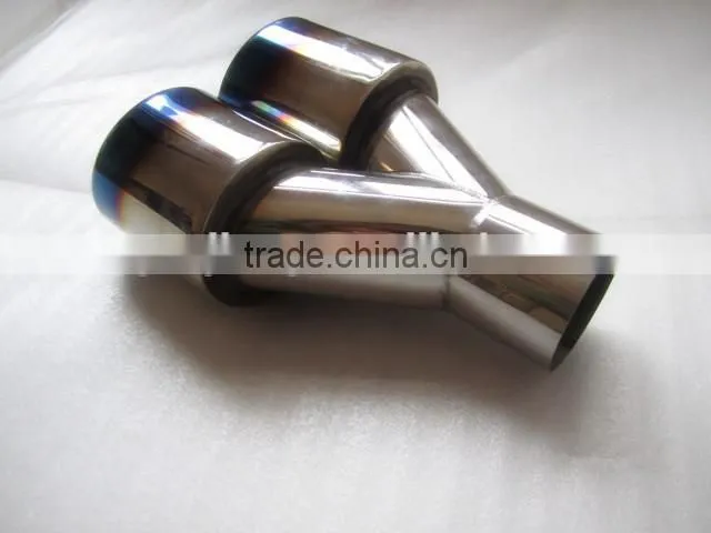 Blue Burnt Exhaust Dual Straight Tip Polished Stainless Steel