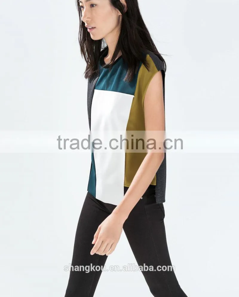 fashionable woman t shirt,t-shirt design,contrast color ladies t shirt,SHKHT0187