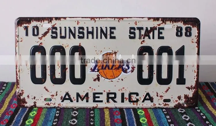 distress retro car license plate