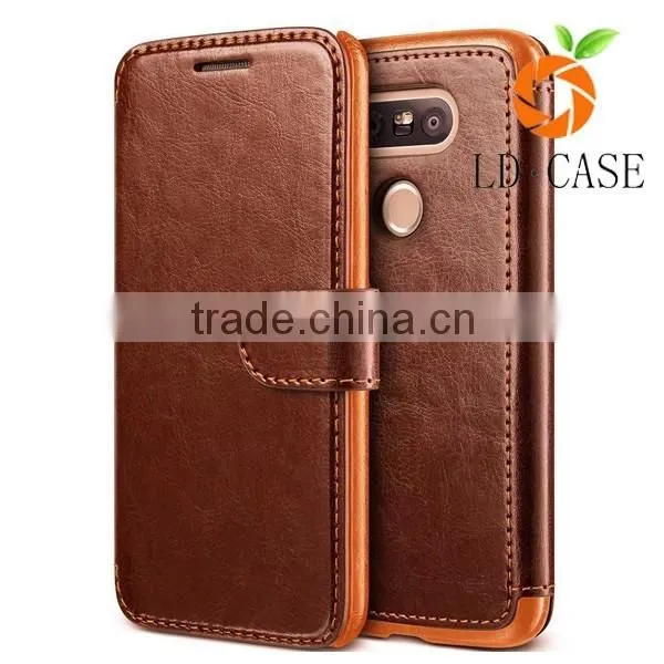 Leather Wallet Stand Flip Case Back Cover Cell Phone Accessories for LG G5