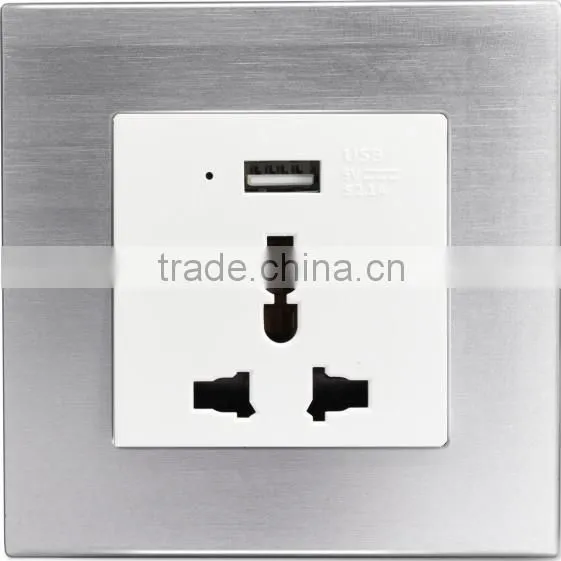 2016 new design IVOR aluminum uk usb wall socket with 2 usb port good reputation cool south africa wall socket switch