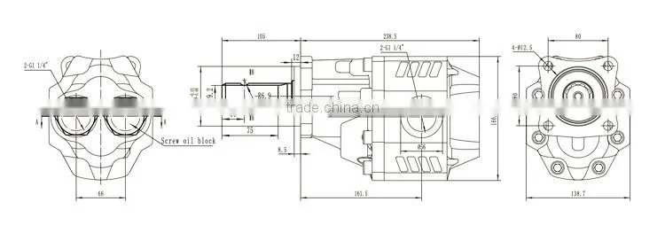 Cast iron gear pump KBGH ASAE shaft for tip truck