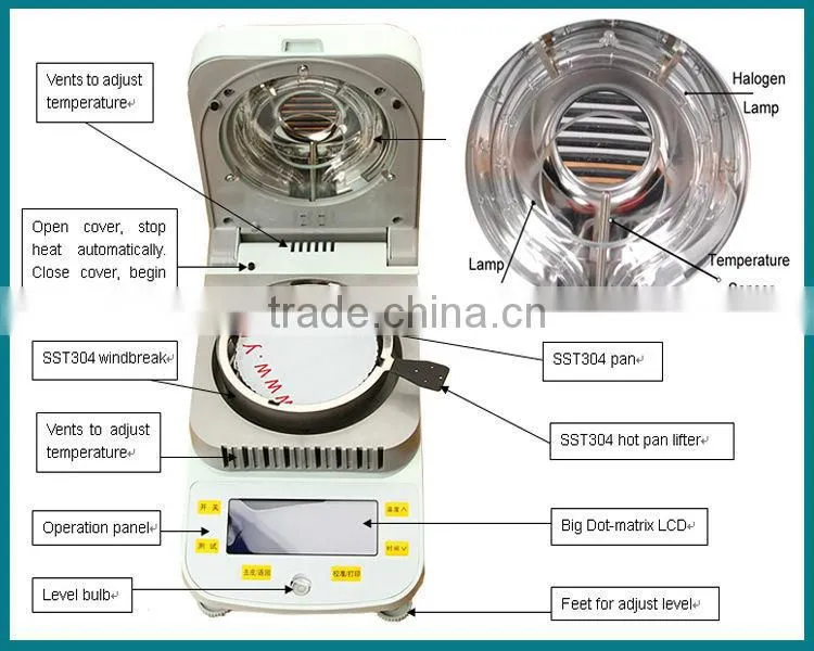 50g halogen grain 0.01g digital moisture analyzer