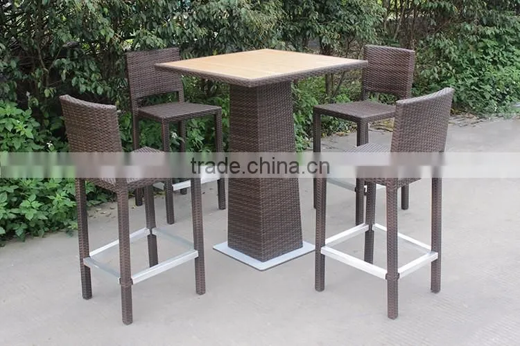 High Bar Furniture Set Rattan Table And Bar Stool