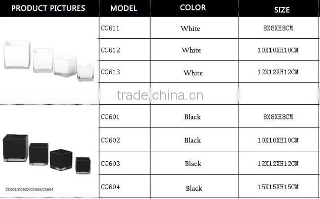 New design wedding table floral ornaments square glass vase