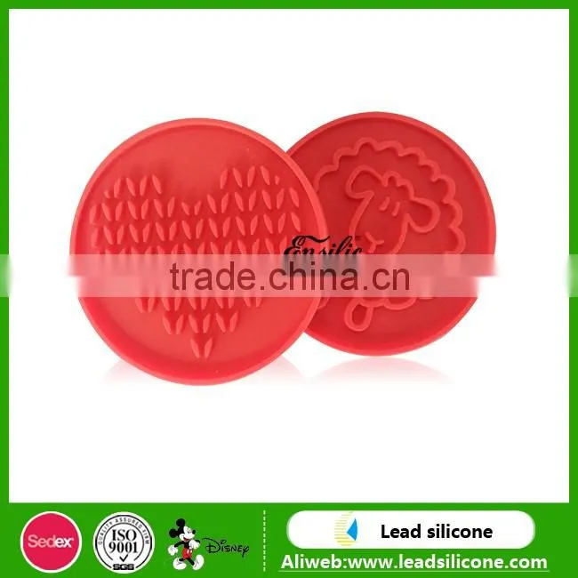 Silicone Cookie Stamp With Wooden Handle,Festivity Style Pink Silicone Cookie Stamp
