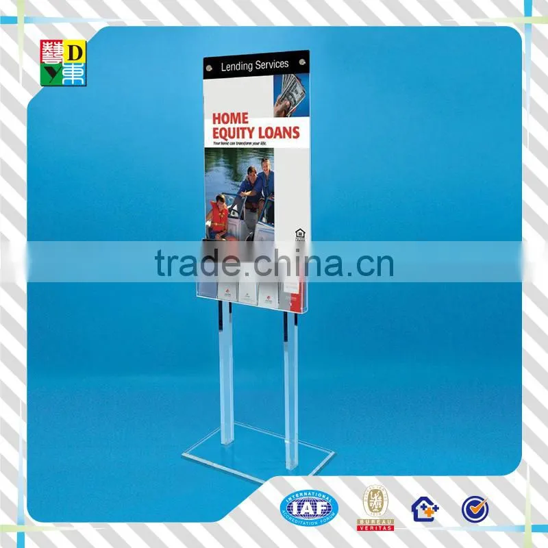 2015 High quality clear acrylic book display rack/custom modern design acrylic big newspaper display shelf from China low price