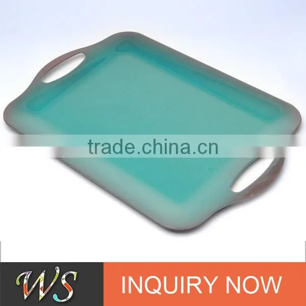 Eco-friendly Bamboo Fiber Rectangle Handled Platter