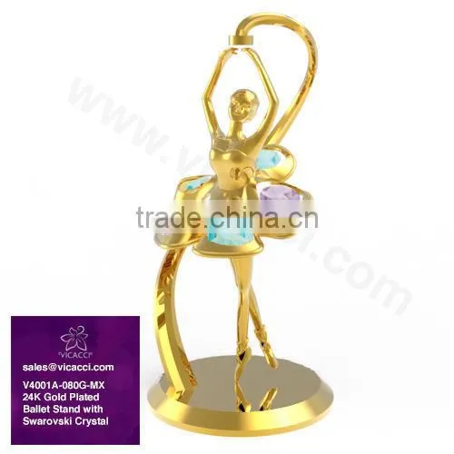 24K Gold Plated Metal Ballet Stand with Swarovski Elements
