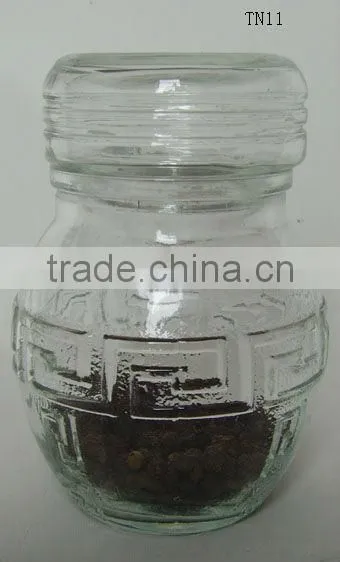 kitchen cyinder pepper and salt glass spice jar with stripe design