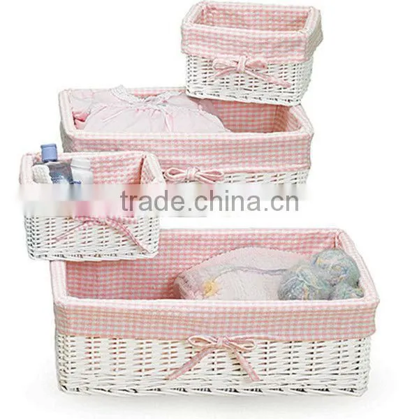 white christmas gingham liner wicker empty gift basket