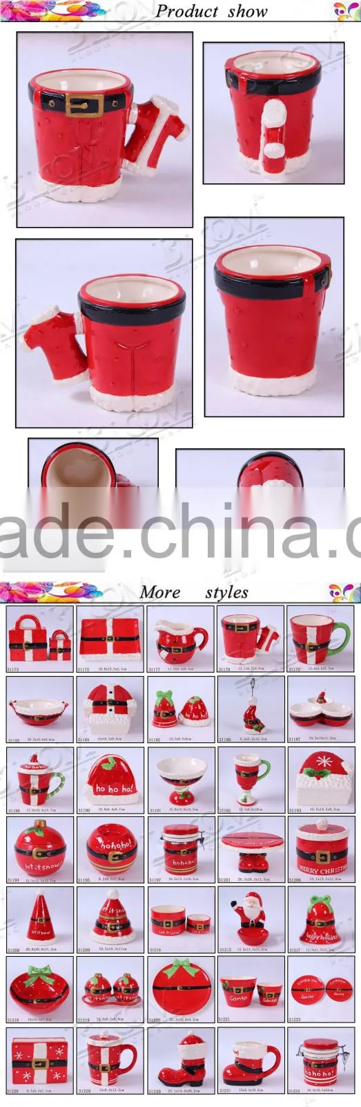 unique shape ceramic decoration christmas mug