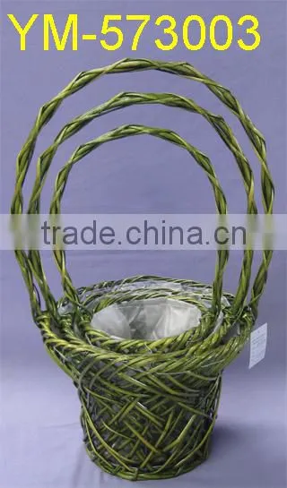 New Design Handmade Willow Flower Basket With Handle ,Good quality
