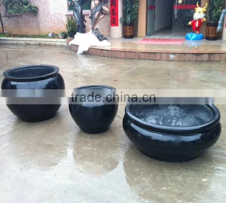 Black round strong flowerpot