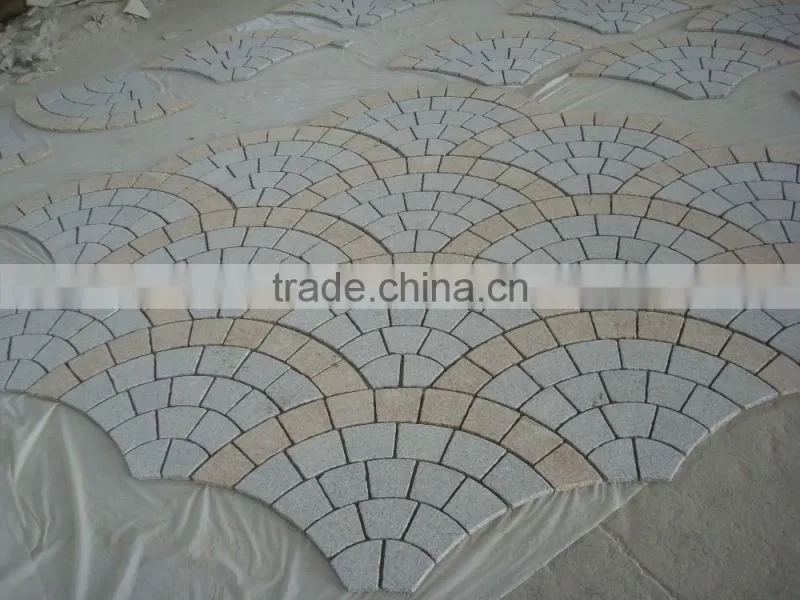 Fan Shape Granite Paving Stone Mixed Color Driveway Paving Stone