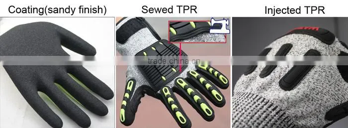NMSAFETY 13g sandy nitrile coated TPR gloves mechanic impact gloves
