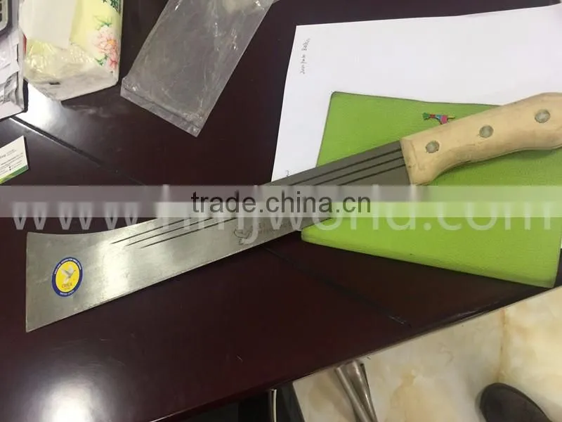 80KHz serrated plastic handle machete with canvas sheath heat transfer