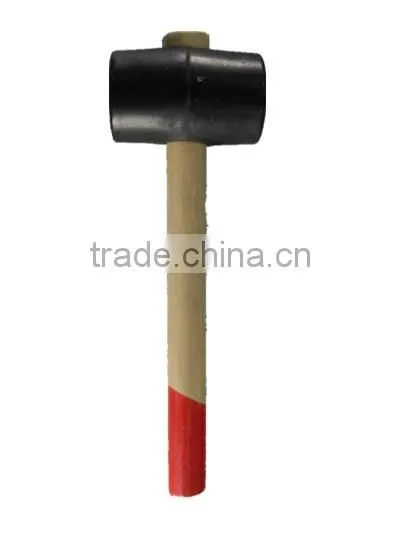 Rubber mallet hammer with wooden handle
