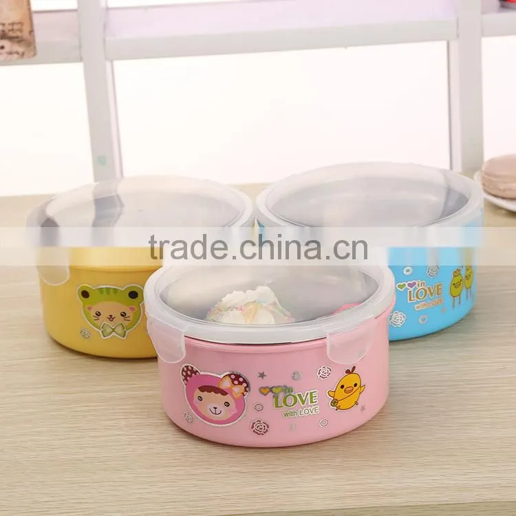 round food container leak-proof stainless steel insulated lunch box