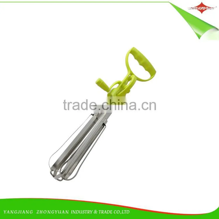 ZY-C1020C 2015 hot-selling stainless steel rotation egg whisk egg beater