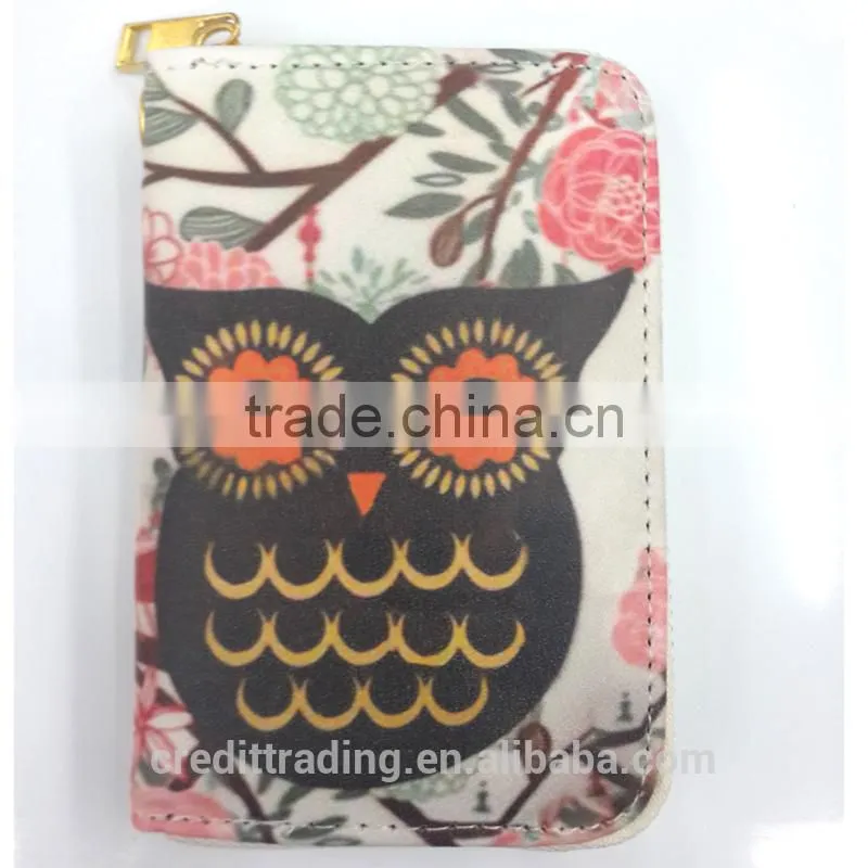 2015 New Fashion PU Leather Women Wallet Owl Printed
