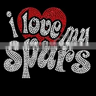Spurs Nation hot fix rhinestone transfer for T shirt