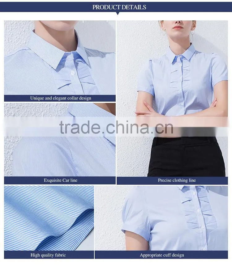 Women short sleeve shirt, 2017 spring and summer new business, leisure, self-cultivation, lotus leaf side collar shirt