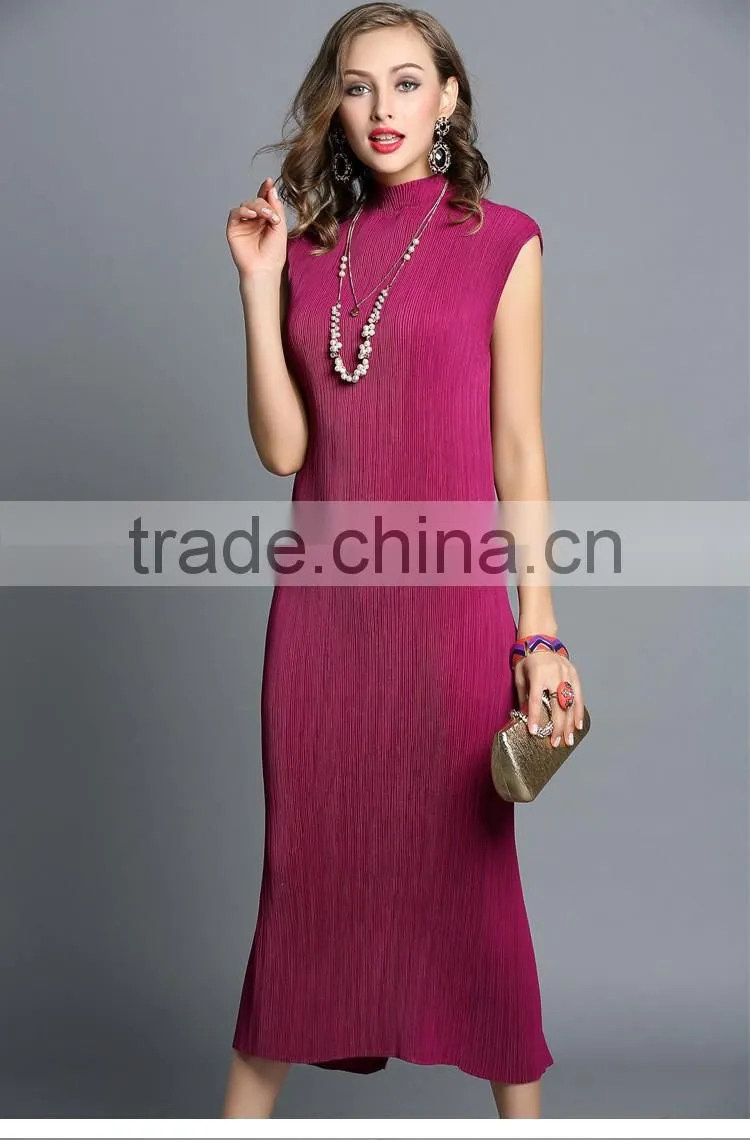 Maxi sleeveless plicated fishtail women vest dress