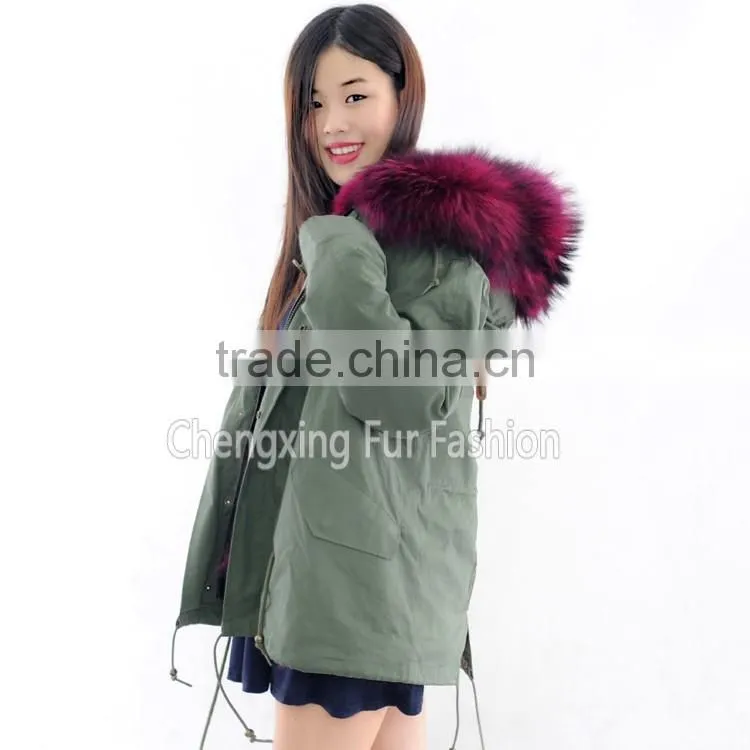 CX-G-P-05K Luxury Fox Fur Lining /Raccoon Fur Collar Women Winter Fur Parka