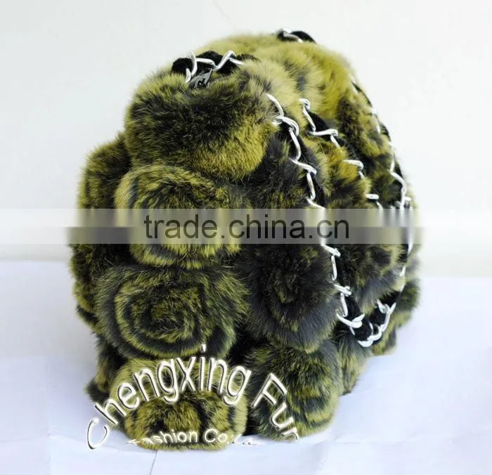 CX-H-13B Fashion Cheap Genuine Rex Rabbit Fur Beautiful Woman Hand Bag