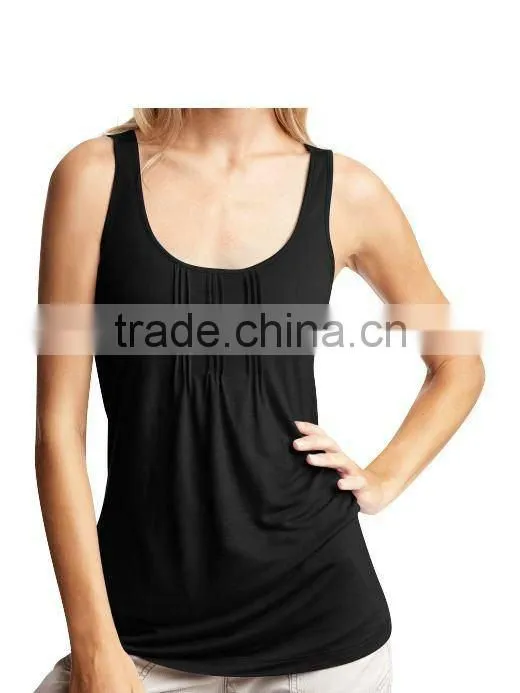 WOMEN'S PINTUCK DESIGN TANK TOP