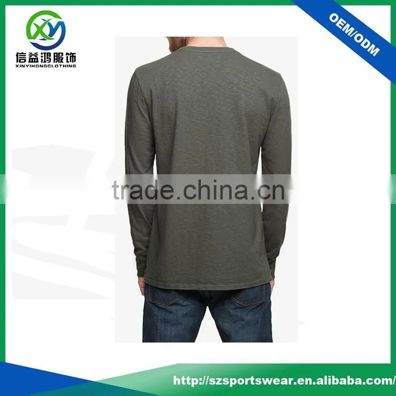 Mens high quality black color breathable 100% cotton long sleeve t shirt