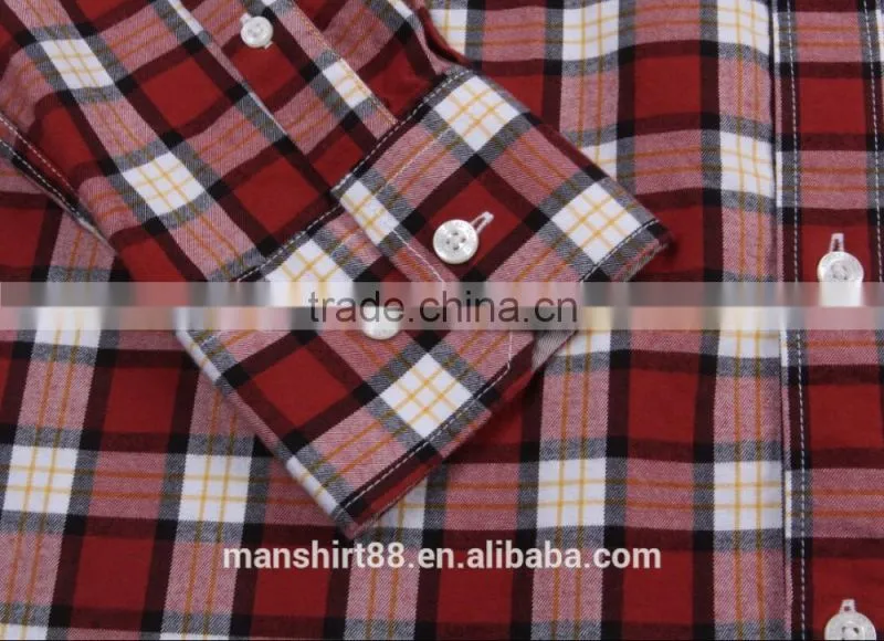 Latest red checked two chest pockets button downs shirt for men
