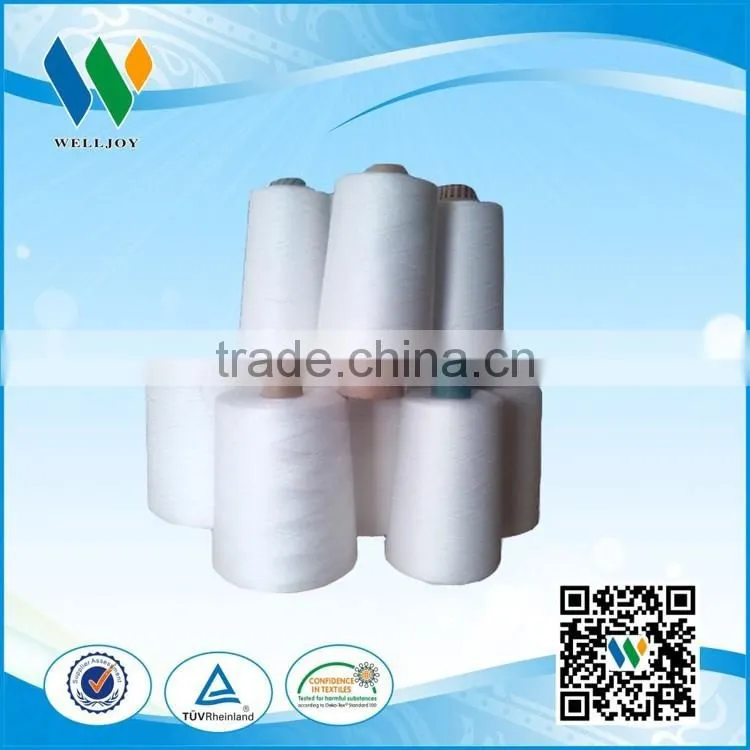 Welljoy produce 100% polyester raw white thread with high strength and low shrinkage