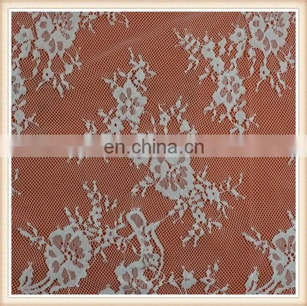 Fancy white flower design bridal lace trim eyelash lace fabric wholesale