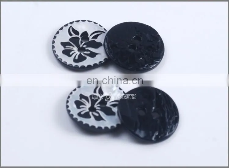 Custom Carving Natural Agoya Shell Button with Printing Flower BN80077