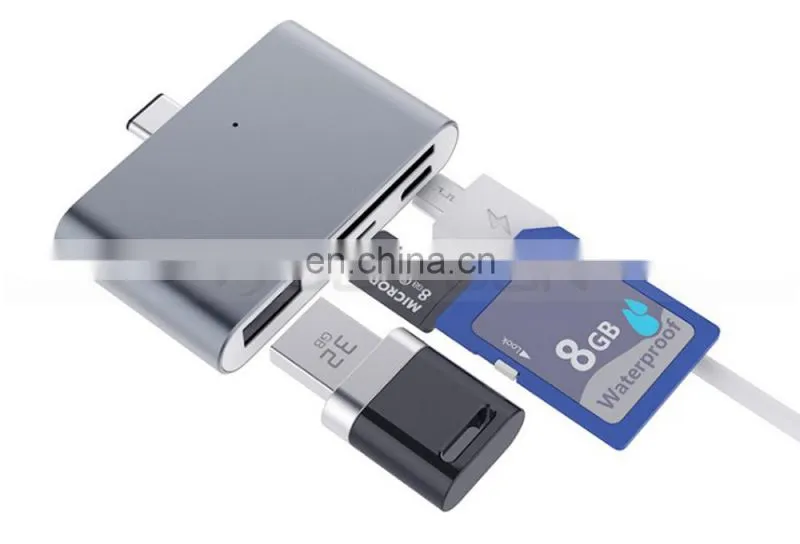 Digital Type C Card Reader USB C OTG USB 2.0 Hub/TF/SD Card Reader 4 IN 1 USB 3.1 with Micro USB Charging Port for MacBook